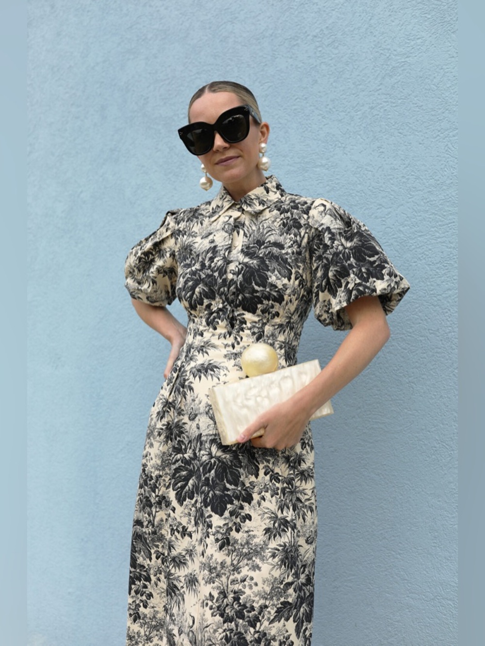 NWT Tuckernuck Black and Cream Toile Floral Delaney Dress Size Large - Picture 3 of 10